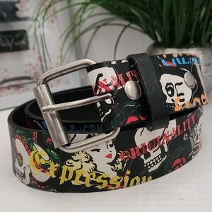 Skull Expression Originality Freedom Graphic Belt Stylish Size 34